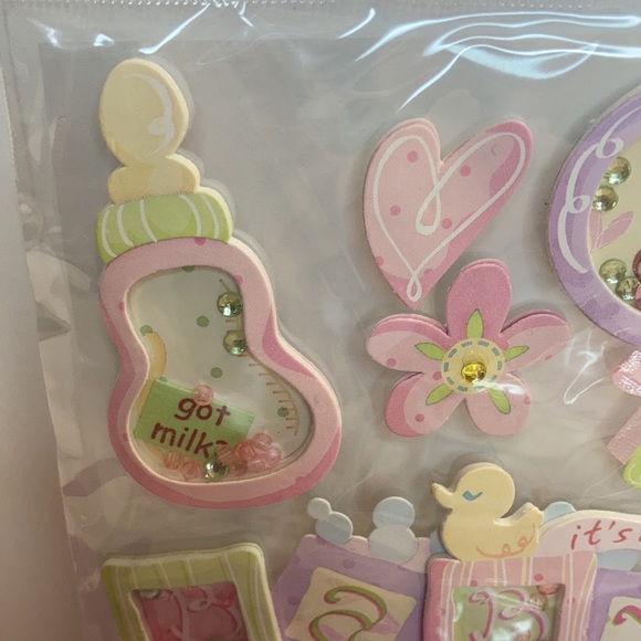 Mark Richards Scrapbook Stickers Card Making Baby Girl Rattle Bottle Paper Craft - Picture 4 of 13